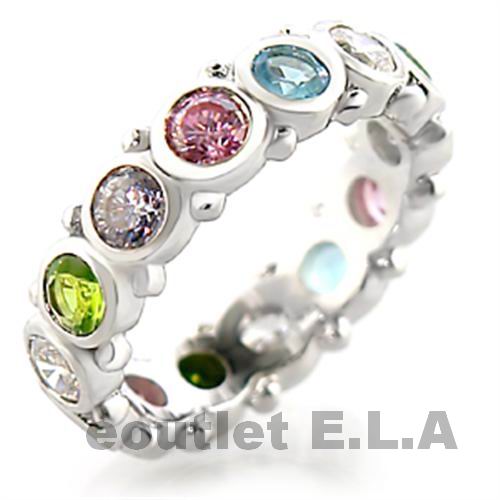 3.75CT RAINBOW CZ FULL ETERNITY DRESS RING-size 9/10